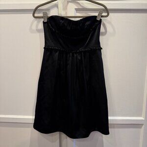 BCBG MaxAzria Black Satin Strapless Empire Dress Sz 4